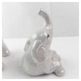 Vintage Lusterware Elephant Figurines - Opalescent Pair, About 5 Inches Tall
