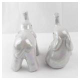 Vintage Lusterware Elephant Figurines - Opalescent Pair, About 5 Inches Tall