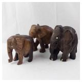 Wooden Elephant Sculptures (Lot of 3)