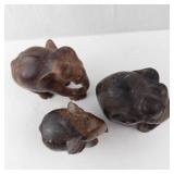Wooden Elephant Sculptures (Lot of 3)