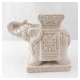 Elephant Figurine - White Vietnamese Decorative Statue with Carved Panels