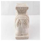 Elephant Figurine - White Vietnamese Decorative Statue with Carved Panels
