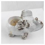 6-Piece Porcelain Elephant Figurine Set - Crackle Glaze & Floral Accents