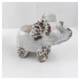 6-Piece Porcelain Elephant Figurine Set - Crackle Glaze & Floral Accents