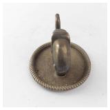 Vintage Silver-Tone Elephant Figurine on Velvet Round Trinket Dish with Rope Edge