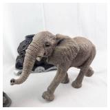 Elephant Family Figurine Set - Resin Elephant Sculptures on Rock Base