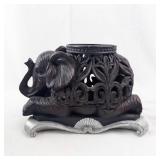 Elephant Family Figurine Set - Resin Elephant Sculptures on Rock Base