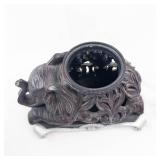 Elephant Family Figurine Set - Resin Elephant Sculptures on Rock Base