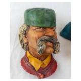 Bossons England Pair of Vintage Bearded Men Busts with Hats