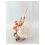 Padre Island Shell Diorama with Cross & Peach Flowers - Seashell Beach Decor
