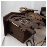 Set of 4 Vintage Carved Cuckoo Clocks with Birds & Maple Leaf Motifs. (Parts/Need Repairs)