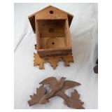 Set of 4 Vintage Carved Cuckoo Clocks with Birds & Maple Leaf Motifs. (Parts/Need Repairs)