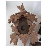 German Carved Cuckoo Clock Parts (Lot of 5) - Leaf & Bird Motif, Roman Dial (Parts/Need Repairs)