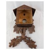 German Carved Cuckoo Clock Parts (Lot of 5) - Leaf & Bird Motif, Roman Dial (Parts/Need Repairs)