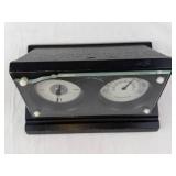 Desk Clock & Thermometer - Vintage Black Bakelite Triangular Stand  (Not tested, may need repair)