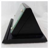 Desk Clock & Thermometer - Vintage Black Bakelite Triangular Stand  (Not tested, may need repair)