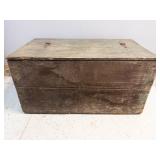 Antique Wooden Chest - Weathered Storage Trunk with Rope Handles