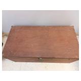 Vintage Wooden Storage Trunk - Metal Latch, Brown Finish