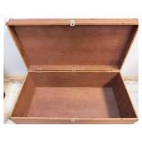 Vintage Wooden Storage Trunk - Metal Latch, Brown Finish