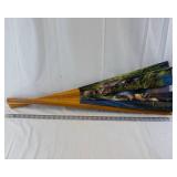 Hand-Painted Folding Fan - Bamboo Ribs, Scenic Village & Waterfall