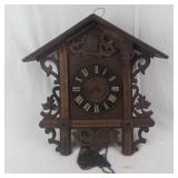 Vintage Carved Dark Wood Cuckoo Clock with Roman Numerals