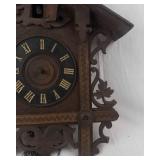 Vintage Carved Dark Wood Cuckoo Clock with Roman Numerals