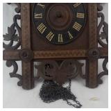 Vintage Carved Dark Wood Cuckoo Clock with Roman Numerals