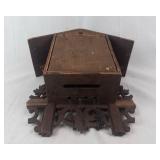 Vintage Carved Dark Wood Cuckoo Clock with Roman Numerals
