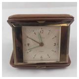 Vintage German Travel Clock in Leather Case - 7 Jewels