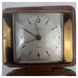 Vintage German Travel Clock in Leather Case - 7 Jewels