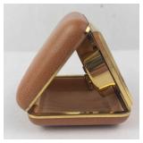 Phinney-Walker Travel Alarm Clock in Gold-Tone Case with Pink Satin Interior