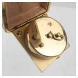 Phinney-Walker Travel Alarm Clock in Gold-Tone Case with Pink Satin Interior