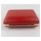 Phinney-Walker Travel Alarm Clock - Red Leather Case, Gold Tone