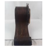 Vintage Ship-Wheel Mantel Clock - Dark Wood Case with Brass Bezel, Nautical Decor