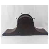 Vintage Ship-Wheel Mantel Clock - Dark Wood Case with Brass Bezel, Nautical Decor