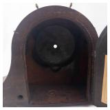 Vintage Ship-Wheel Mantel Clock - Dark Wood Case with Brass Bezel, Nautical Decor