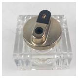 Hand-Cut Crystal Inkwell Japan - Black & Gold Metal Lid, Luxury Desk Accessory