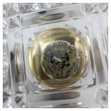 Hand-Cut Crystal Inkwell Japan - Black & Gold Metal Lid, Luxury Desk Accessory