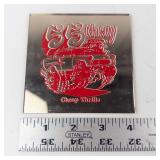 55 Chevy Cheap Thrills Tile Art - Red Car Graphic on Ornate Border