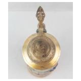 Ceramic Beer Stein with Brass Lid - Hand-Painted Village Scene