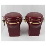 Gevalia Kaffe Ceramic Canisters Pair with Gold Clamp Lids - Made in Taiwan