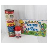 Milton Bradley Block City Set; Chutes & Ladders Board Game; Disney 101 Dalmatians Cup