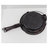 Vintage Cast Iron Waffle Plates - Coiled-Handle Griddles