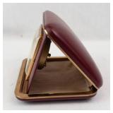 Phinney-Walker Travel Clock in Burgundy Leather Case with Gold Tone Frame