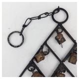 Antique Iron Diamond Bell Wind Chime Wall Hanging - Rustic Rusted Bells Decor