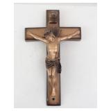 Crucifix Jesus on Cross Wall Plaque - Bronze Tone INRI
