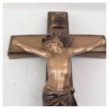 Crucifix Jesus on Cross Wall Plaque - Bronze Tone INRI