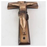 Crucifix Jesus on Cross Wall Plaque - Bronze Tone INRI