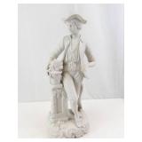 Porcelain Gentleman Figurine with Flower Pot - White Bisque