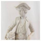 Porcelain Gentleman Figurine with Flower Pot - White Bisque